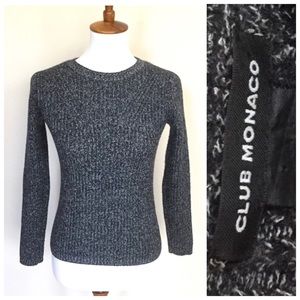 CLUB MONACO Wool Blend Black Marl Knit Crew Sweater Women’s Small